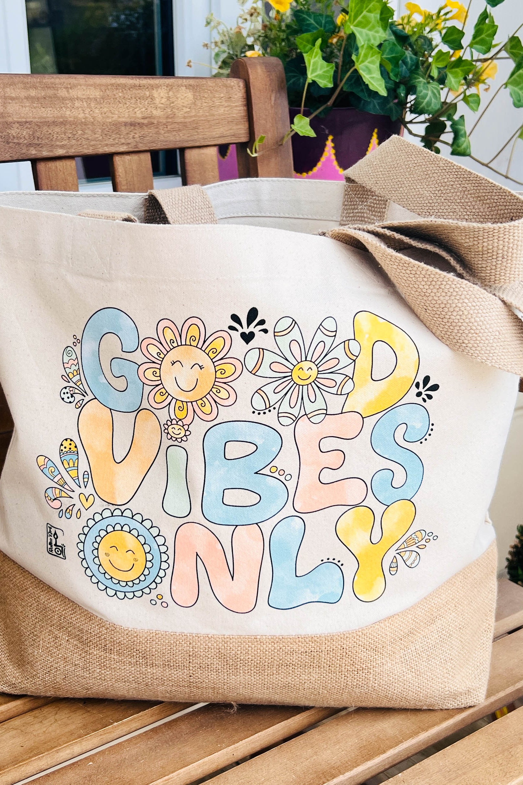 Jutetasche "Good Vibes Only"
