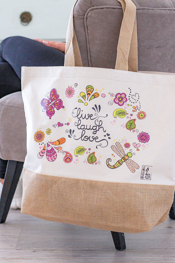 Jutetasche "Live-Laugh-Love"