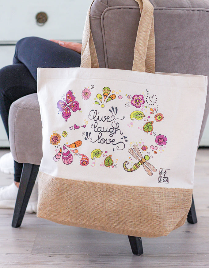 Jutetasche "Live-Laugh-Love"