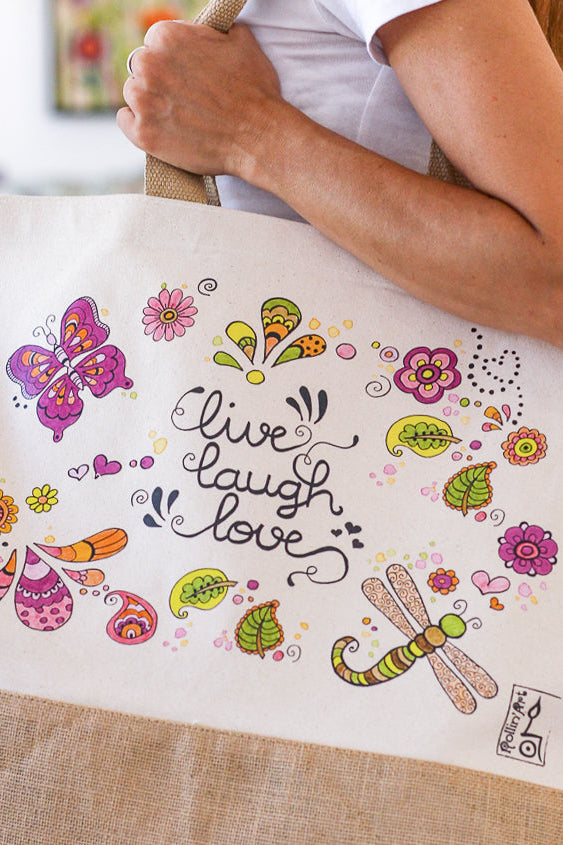 Jutetasche "Live-Laugh-Love"
