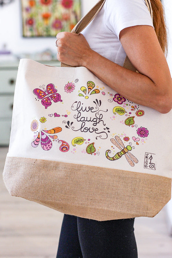 Jutetasche "Live-Laugh-Love"