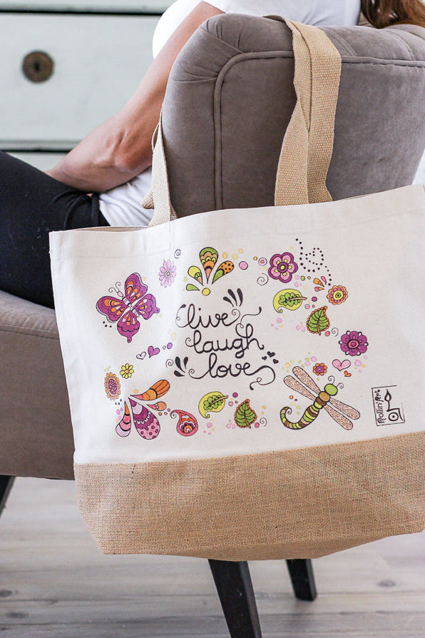 Jutetasche "Live-Laugh-Love"