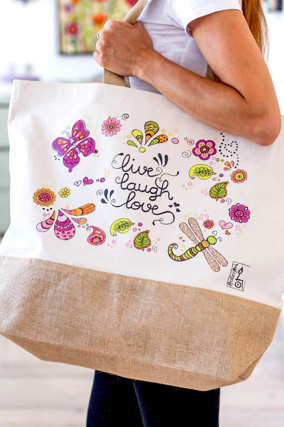 Jutetasche "Live-Laugh-Love"
