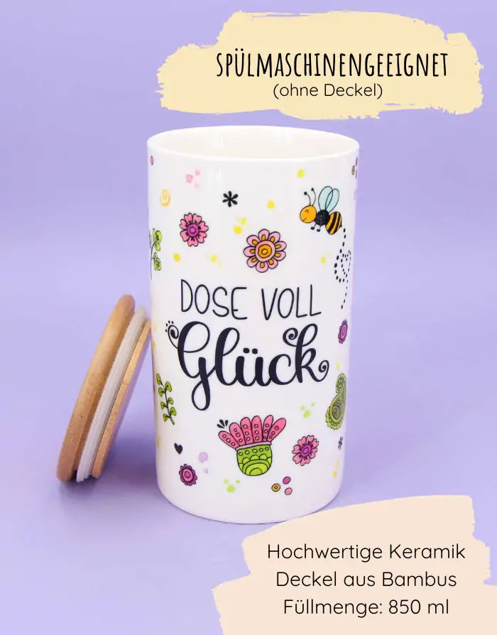Keramikdose L "Dose voll Glück"