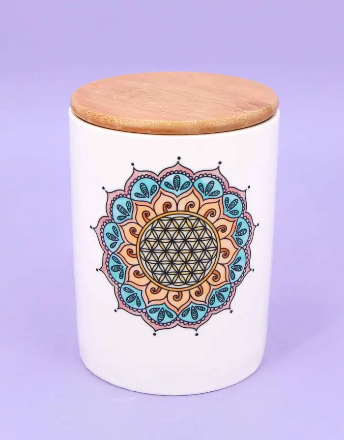 Keramikdose M "Blume des Lebens"