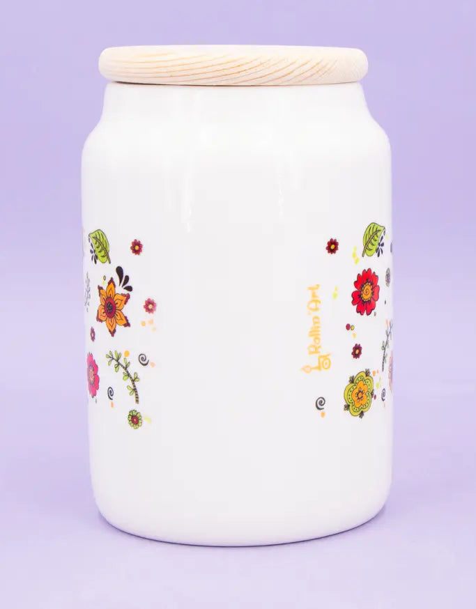 Keramikdose groß mit Holzdeckel "Es sind die kleinen Dinge"