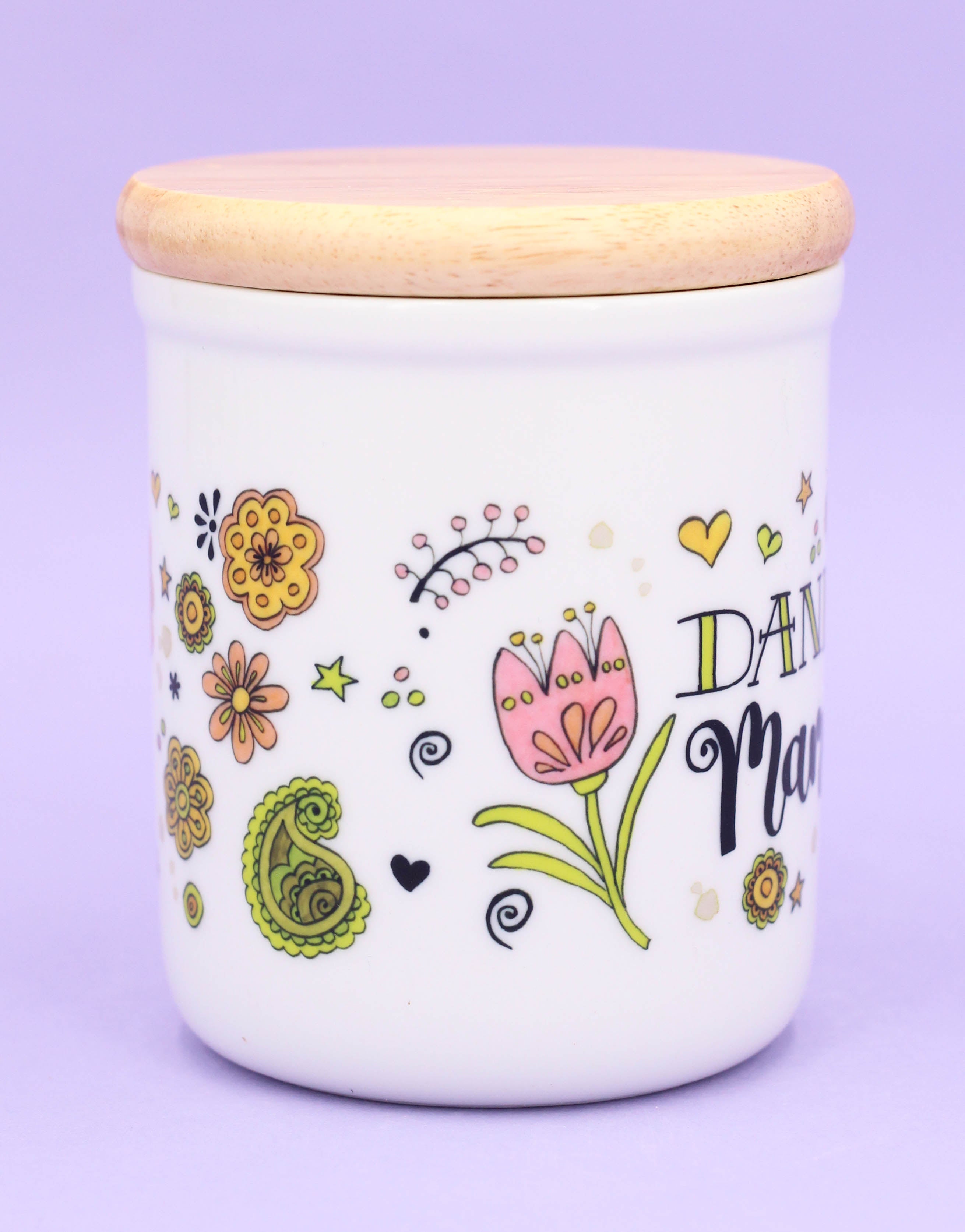 Keramikdose klein mit Holzdeckel "Mama"