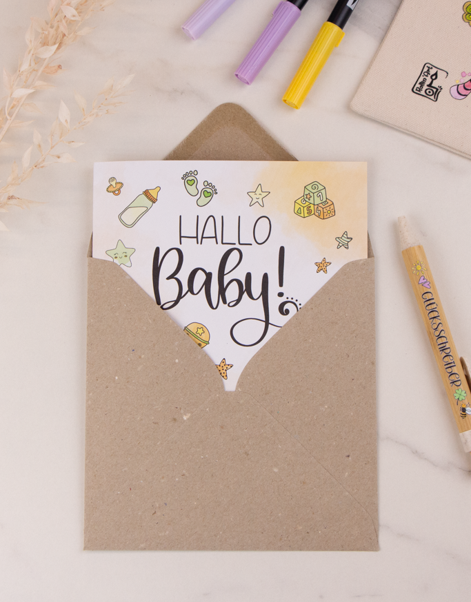 Klappkarte "Hallo Baby"