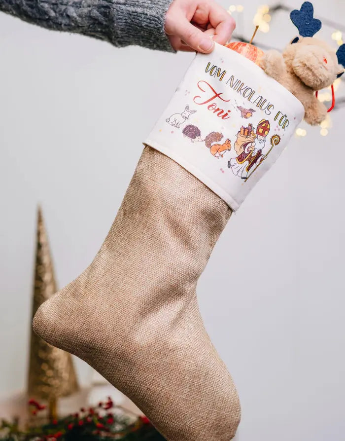 Nikolausstiefel "Nikolaus und seine Freunde" mit Wunschname