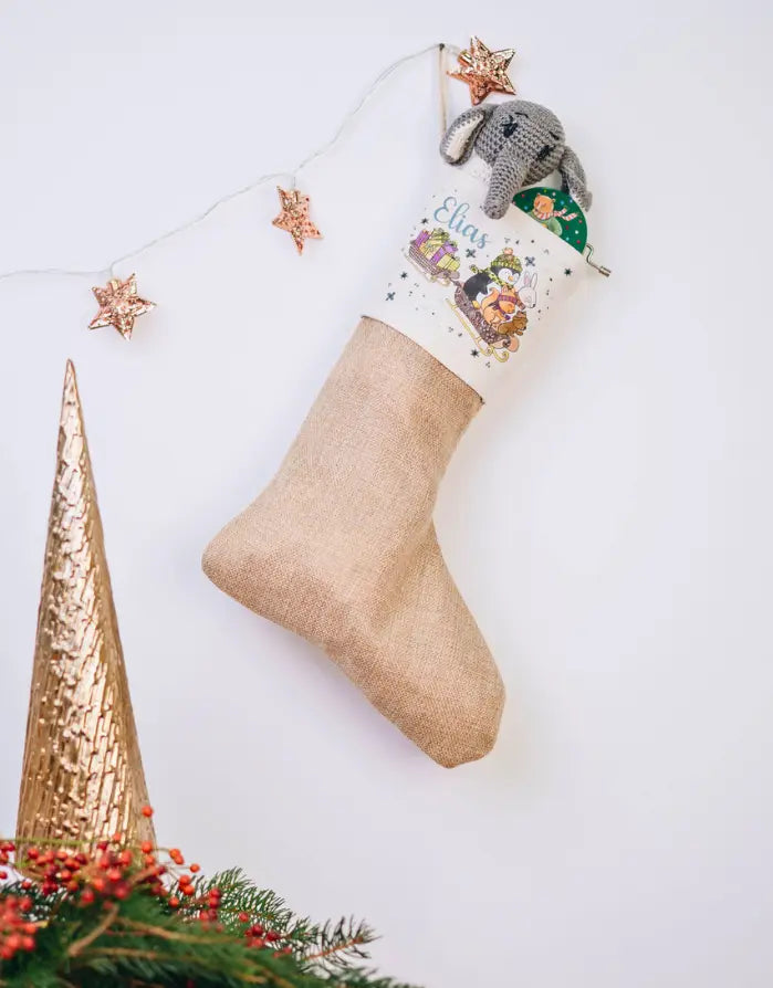 Nikolausstiefel "Schlittenfahrt" mit Wunschname