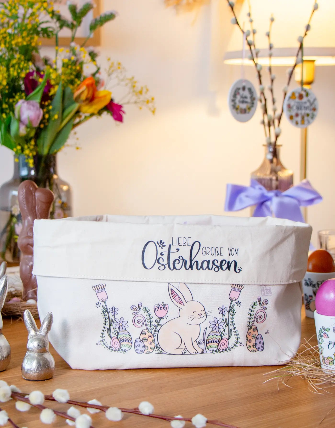 Osternest groß „Häschen“ – nachhaltiges Stoffkörbchen