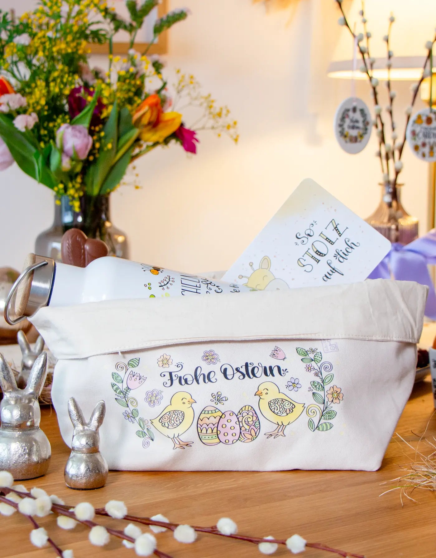 Osternest groß „Küken“ – nachhaltiges Stoffkörbchen