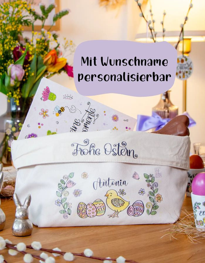 Osternest groß „Küken“ – nachhaltiges Stoffkörbchen