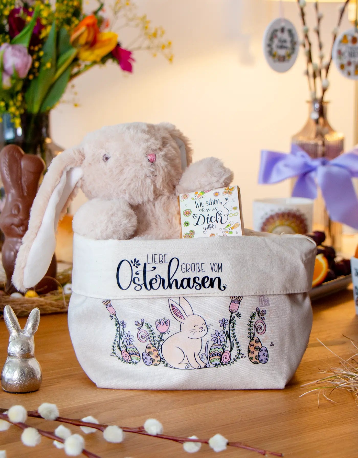 Osternest klein „Häschen“ – nachhaltiges Stoffkörbchen