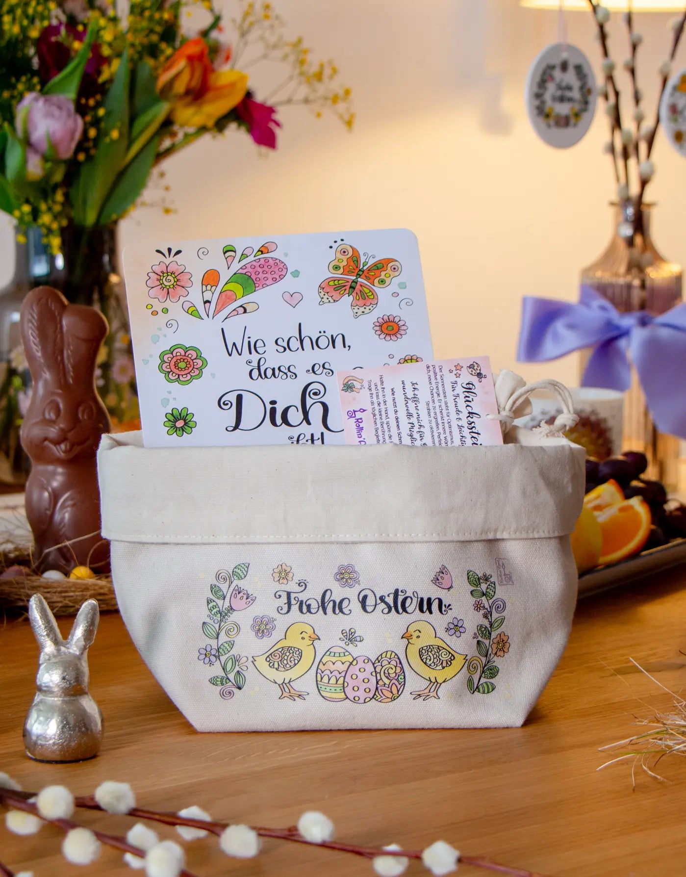 Osternest klein „Küken“ – nachhaltiges Stoffkörbchen