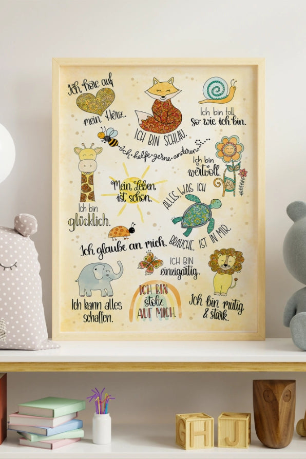 Poster „Affirmationen – Ich bin mutig, stark & wertvoll“
