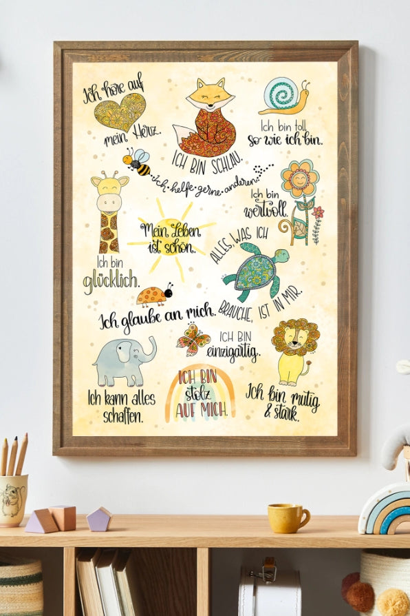 Poster „Affirmationen – Ich bin mutig, stark & wertvoll“