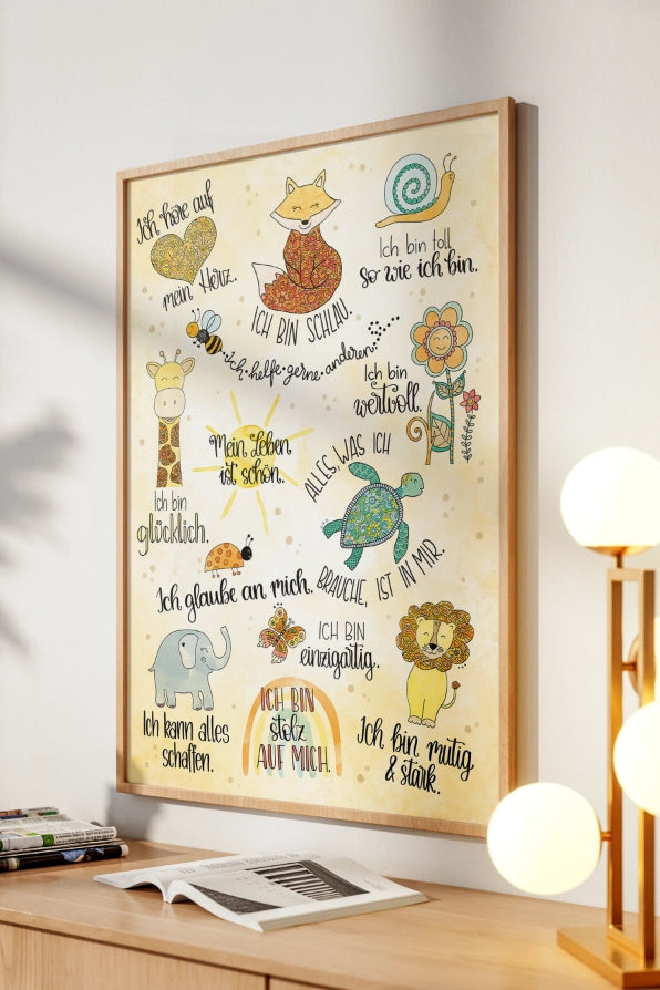Poster „Affirmationen – Ich bin mutig, stark & wertvoll“