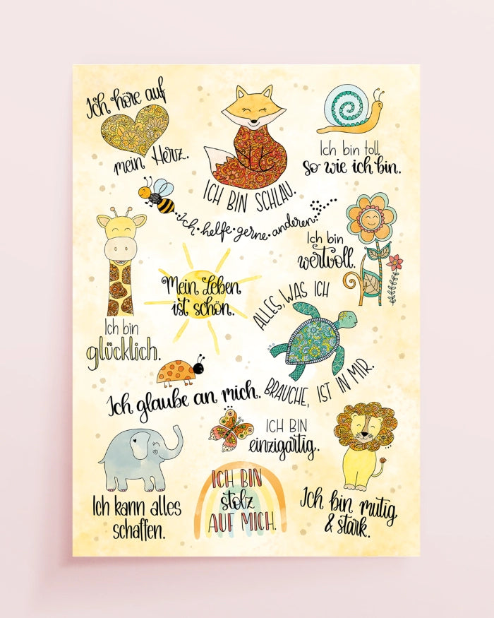 Poster „Affirmationen – Ich bin mutig, stark & wertvoll“