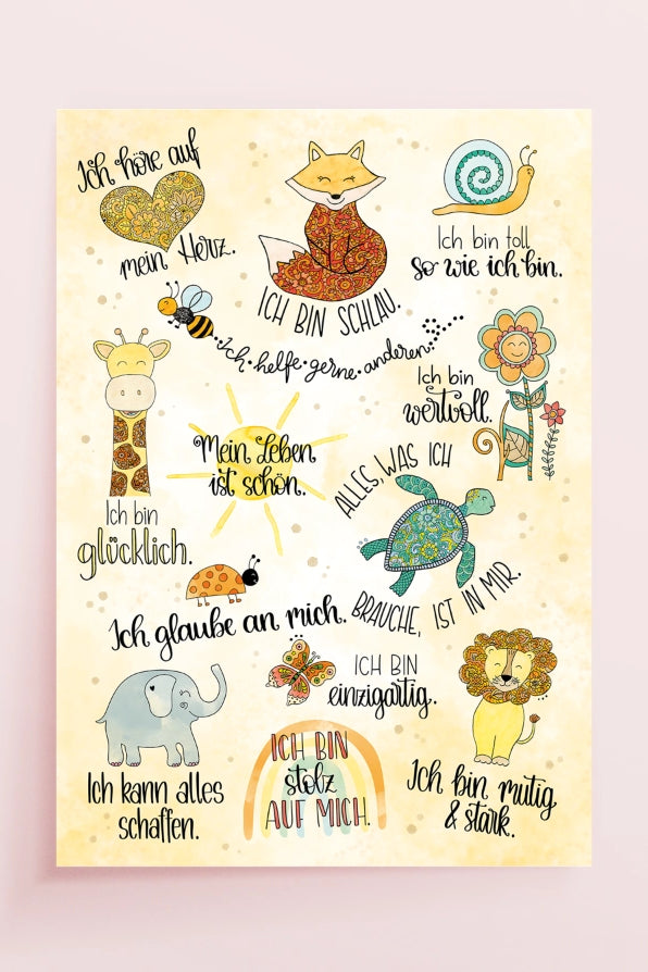 Poster „Affirmationen – Ich bin mutig, stark & wertvoll“
