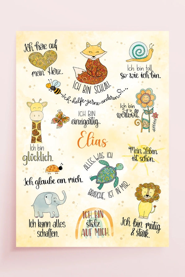 Poster "Affirmationen" mit Wunschname