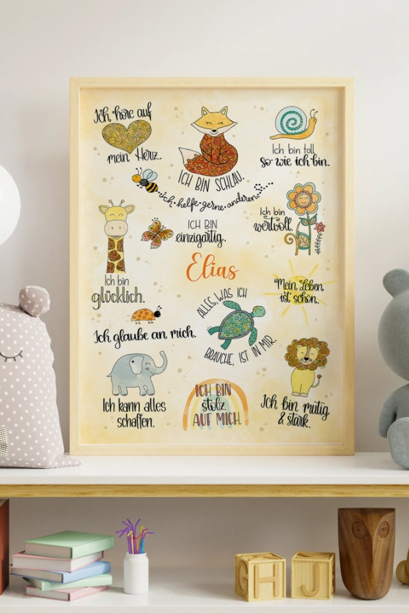 Poster "Affirmationen" mit Wunschname