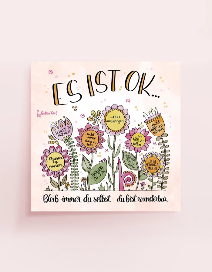Poster „Es ist ok … Bleib immer du selbst – du bist wunderbar“