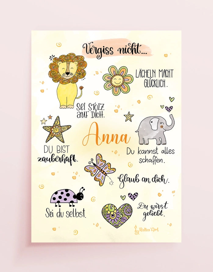 Poster "Vergiss nicht" mit Wunschname