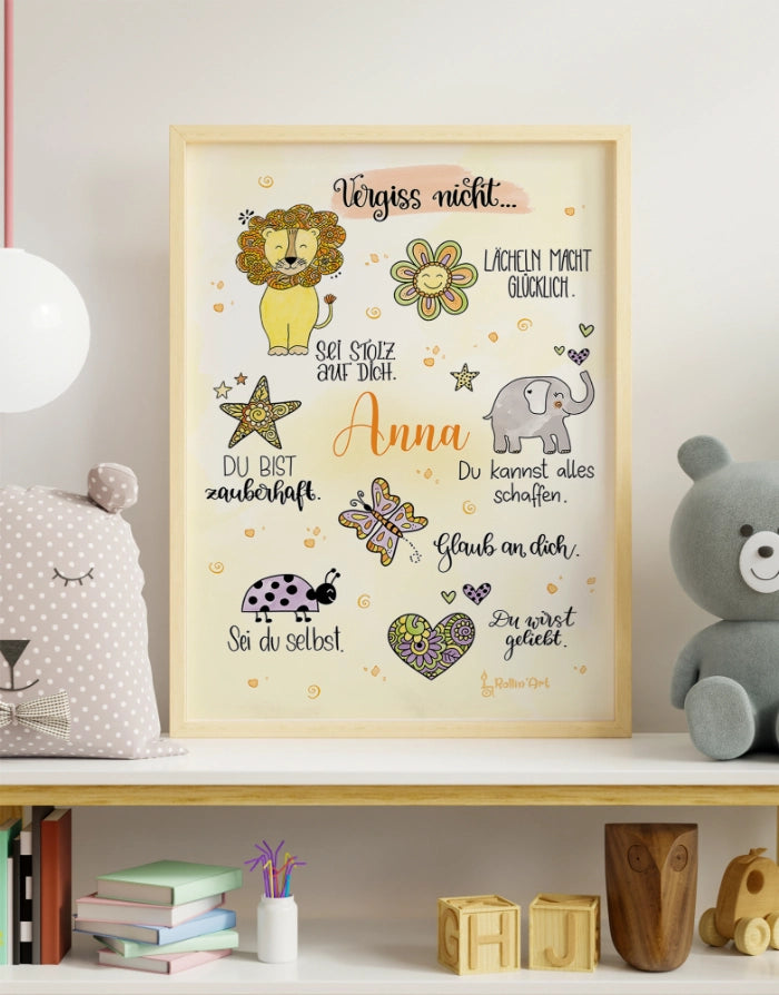 Poster "Vergiss nicht" mit Wunschname