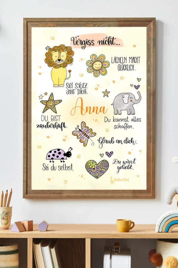Poster "Vergiss nicht" mit Wunschname