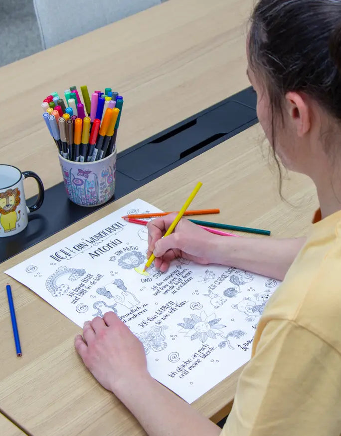 Poster zum Ausmalen "Affirmationen" mit Wunschname