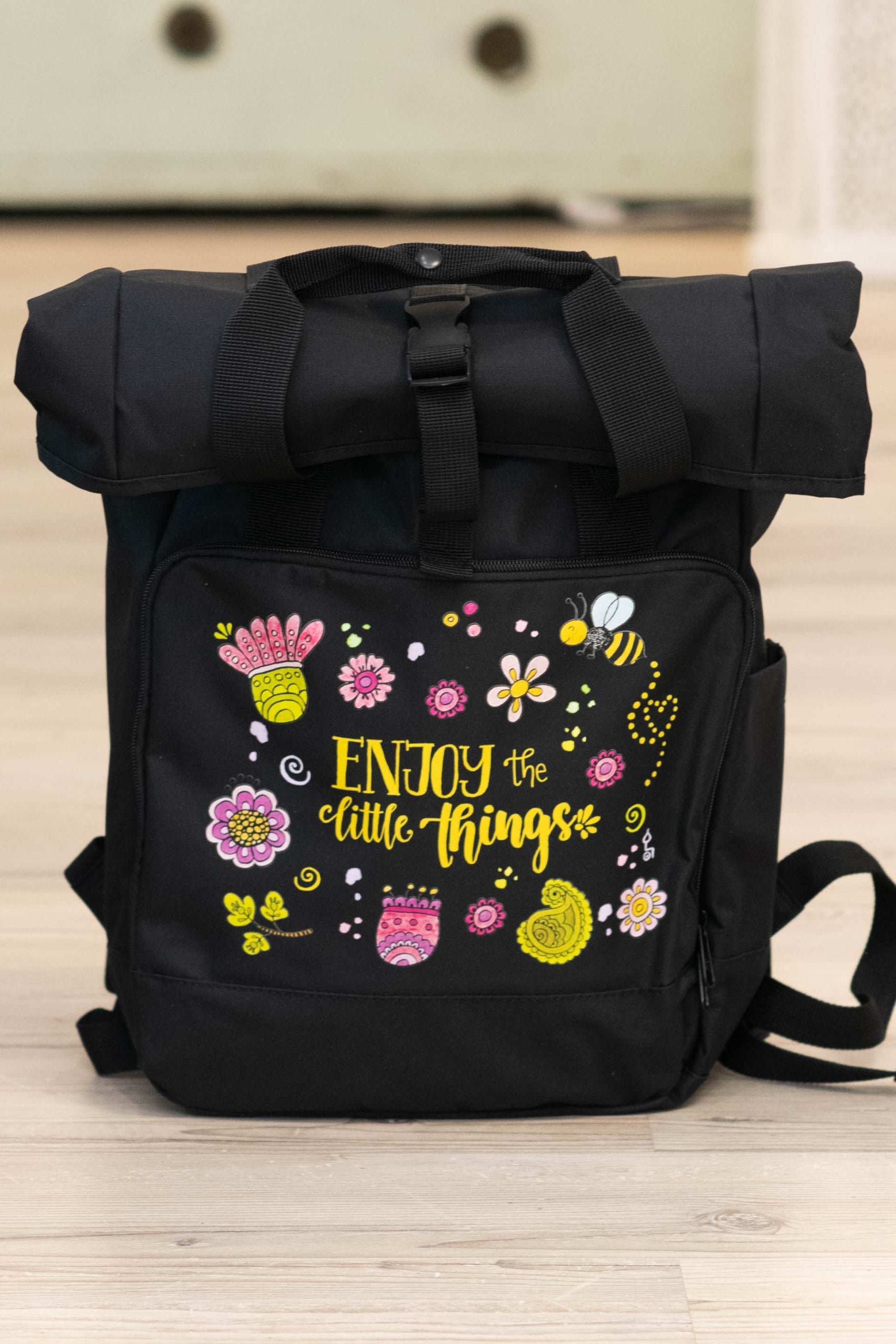 Rucksack groß Black „Enjoy the little things”