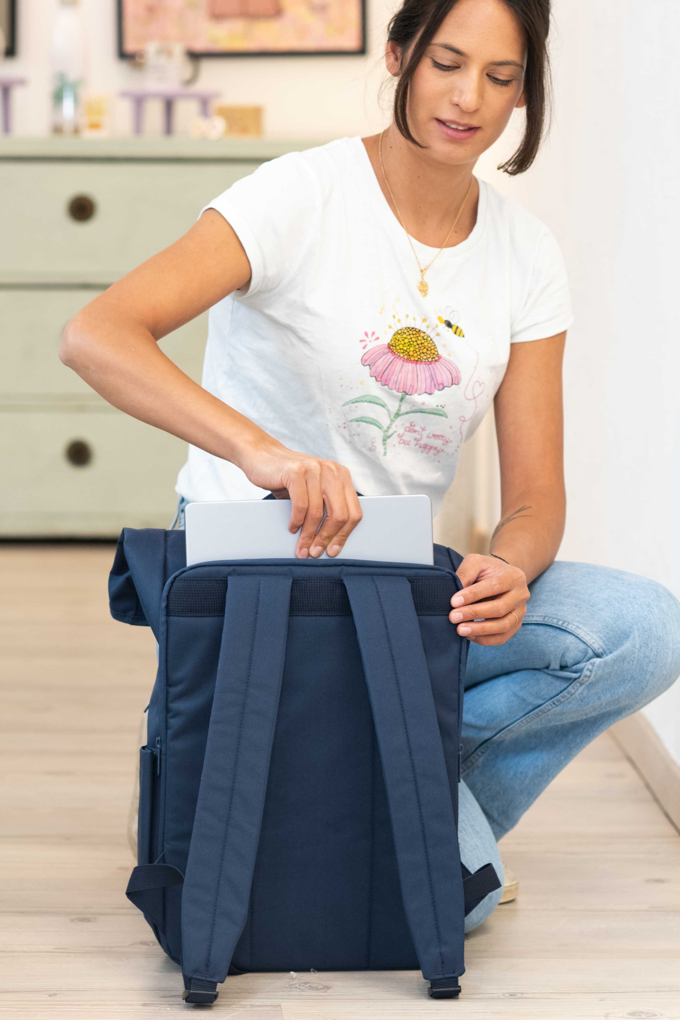 Rucksack groß Navy Dusk "Good vibes only”