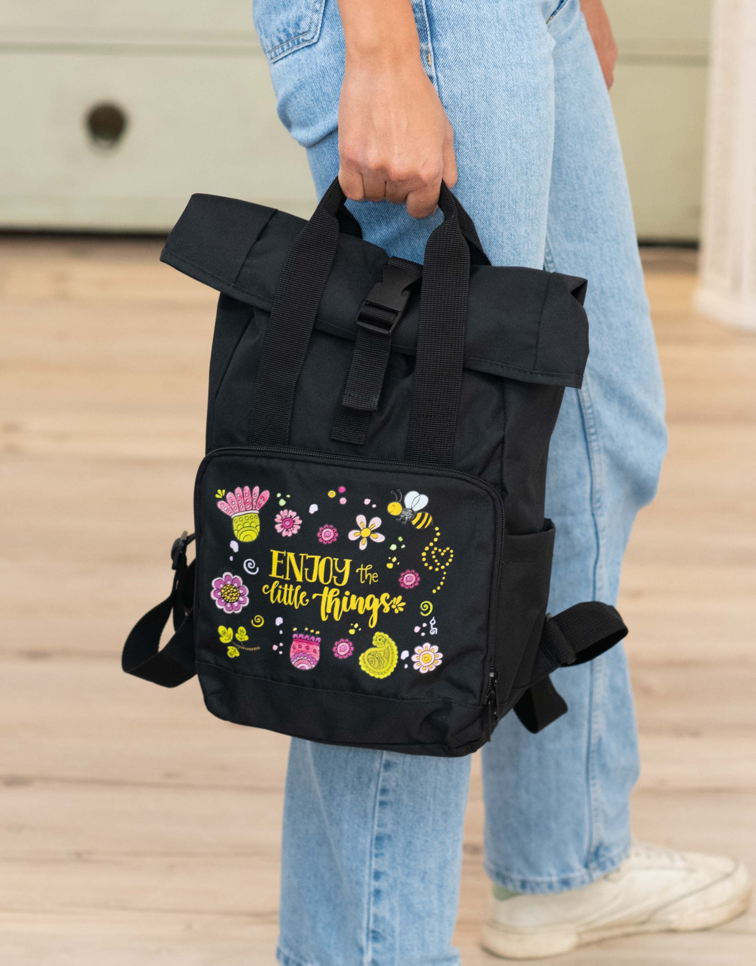 Rucksack klein Black „Enjoy the little things”