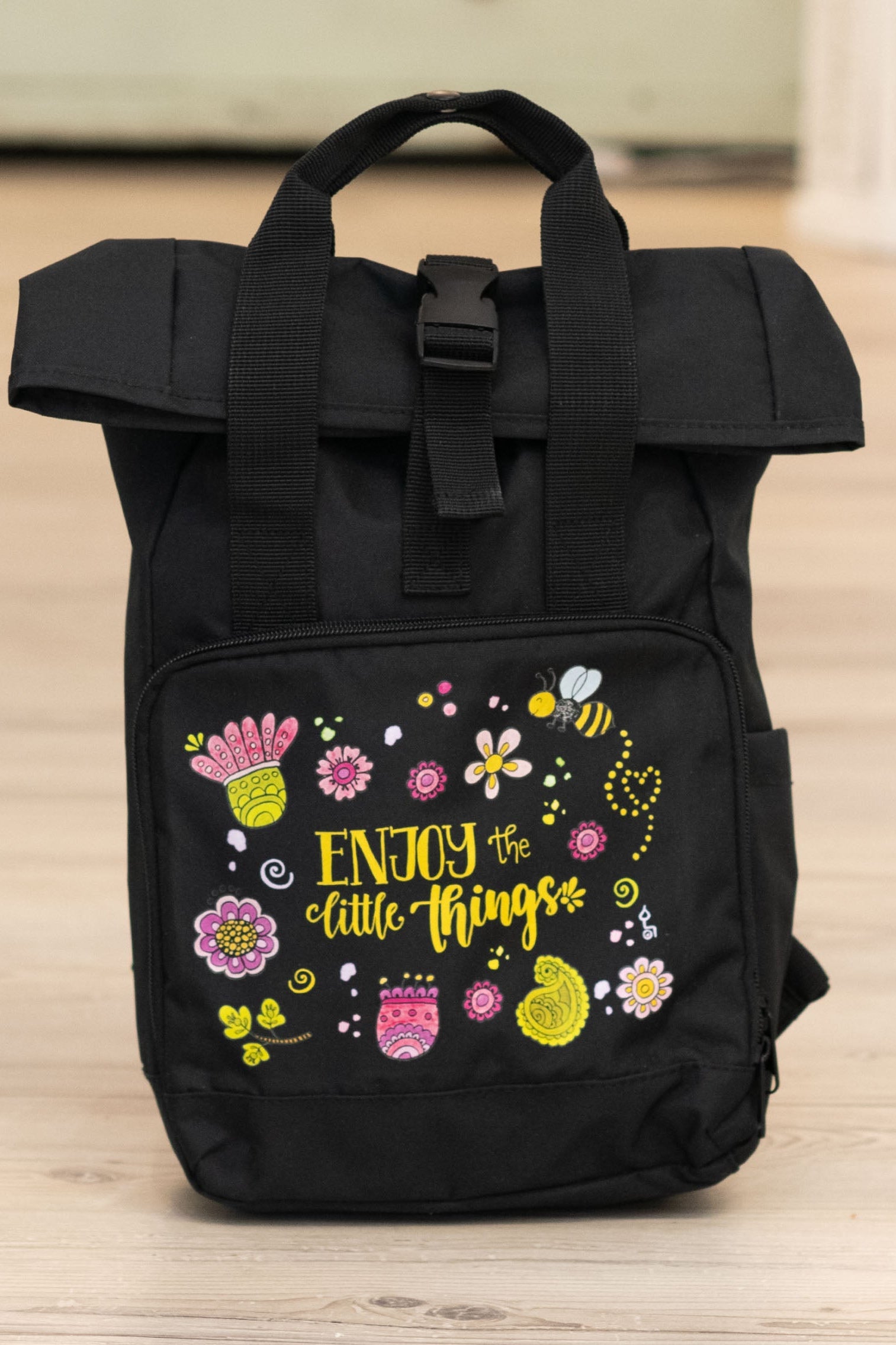 Rucksack klein Black „Enjoy the little things”