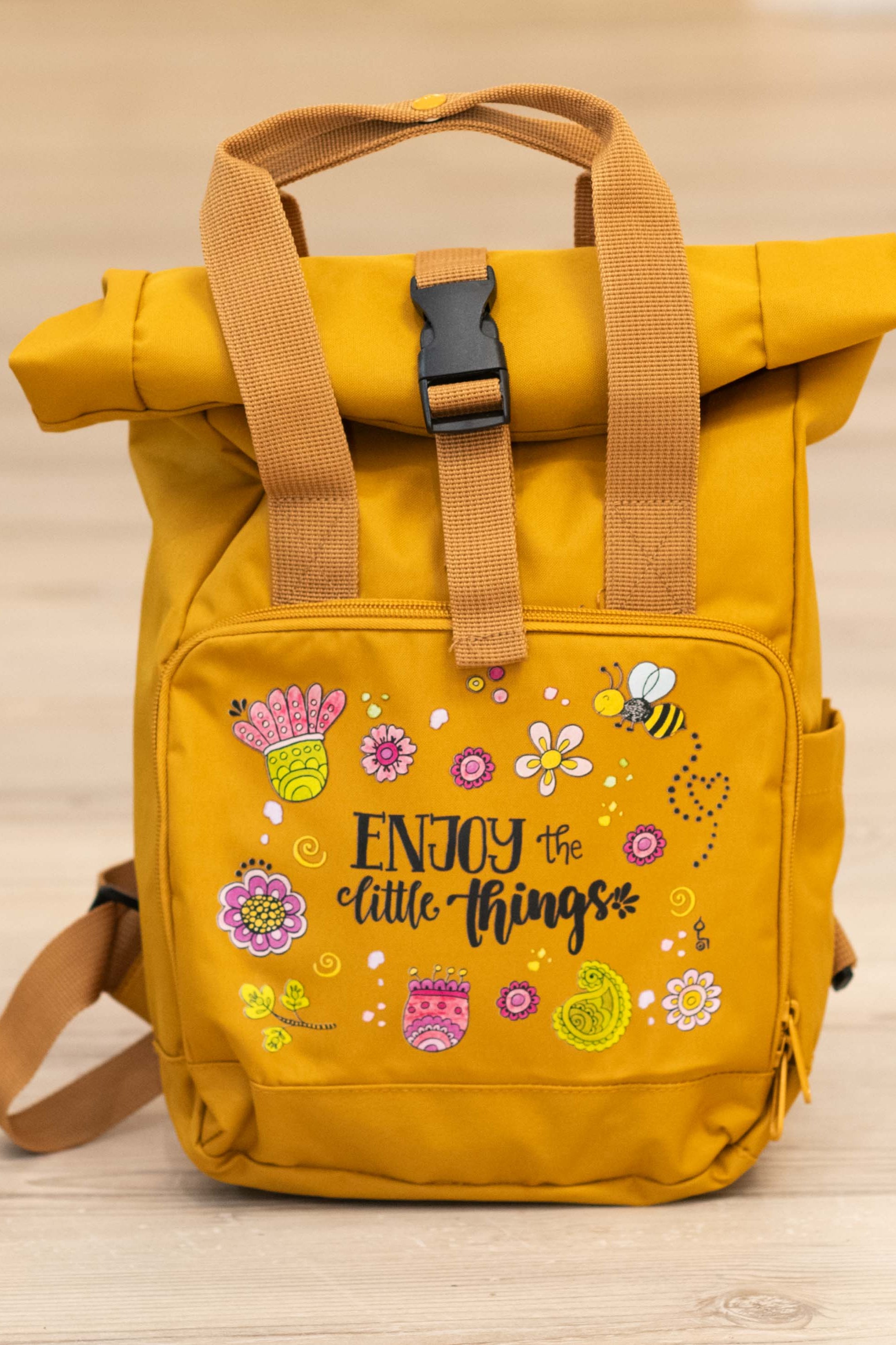 Rucksack klein Mustard „Enjoy the little things”