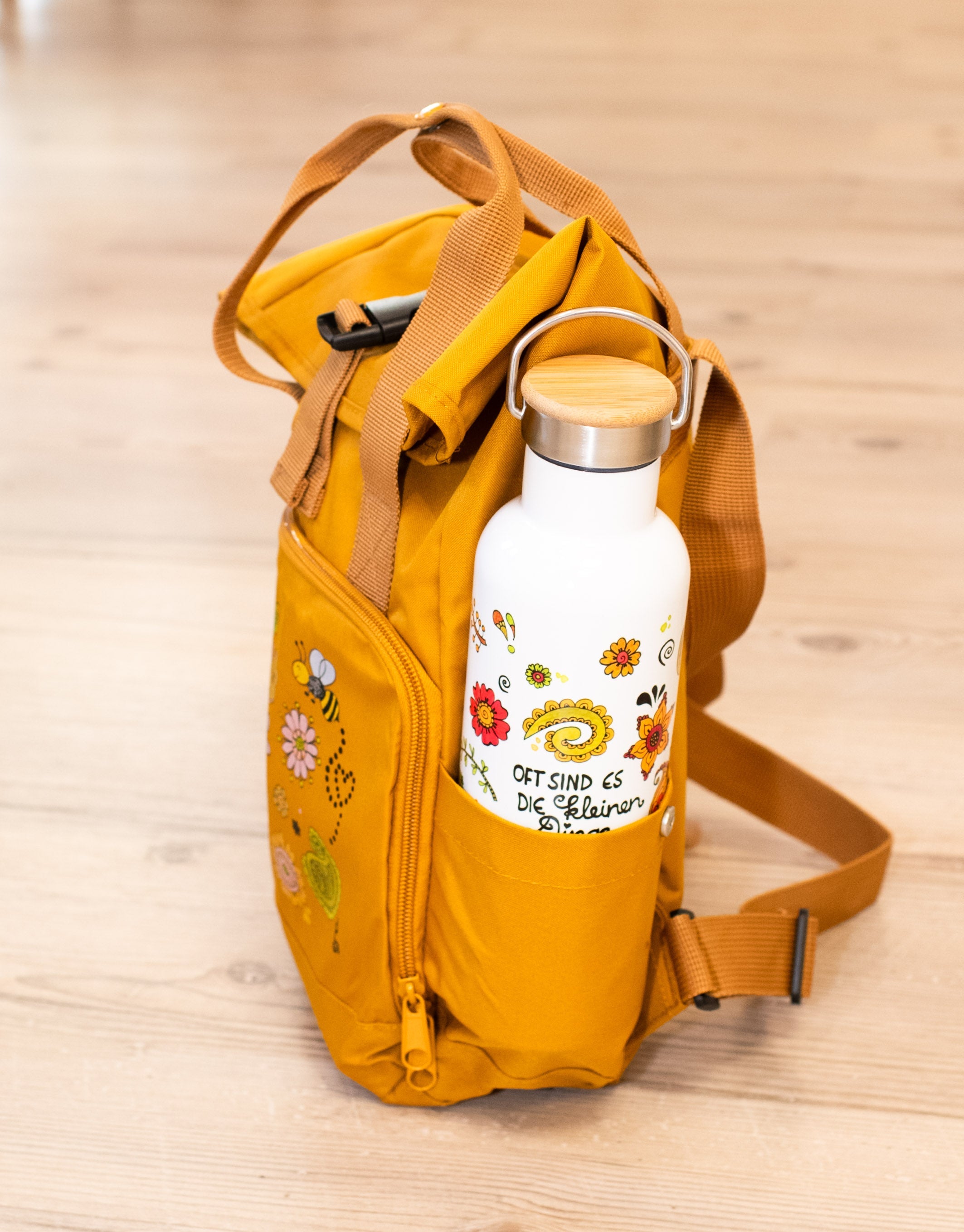 Rucksack klein Mustard „Enjoy the little things”