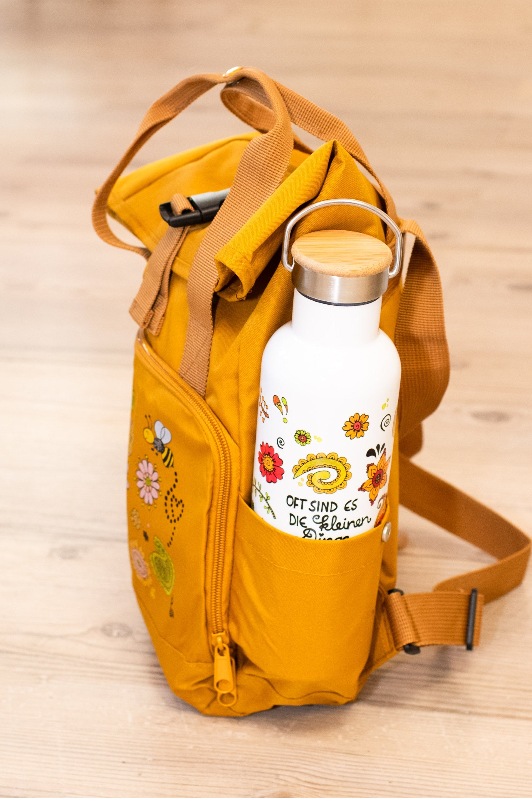 Rucksack klein Mustard „Enjoy the little things”