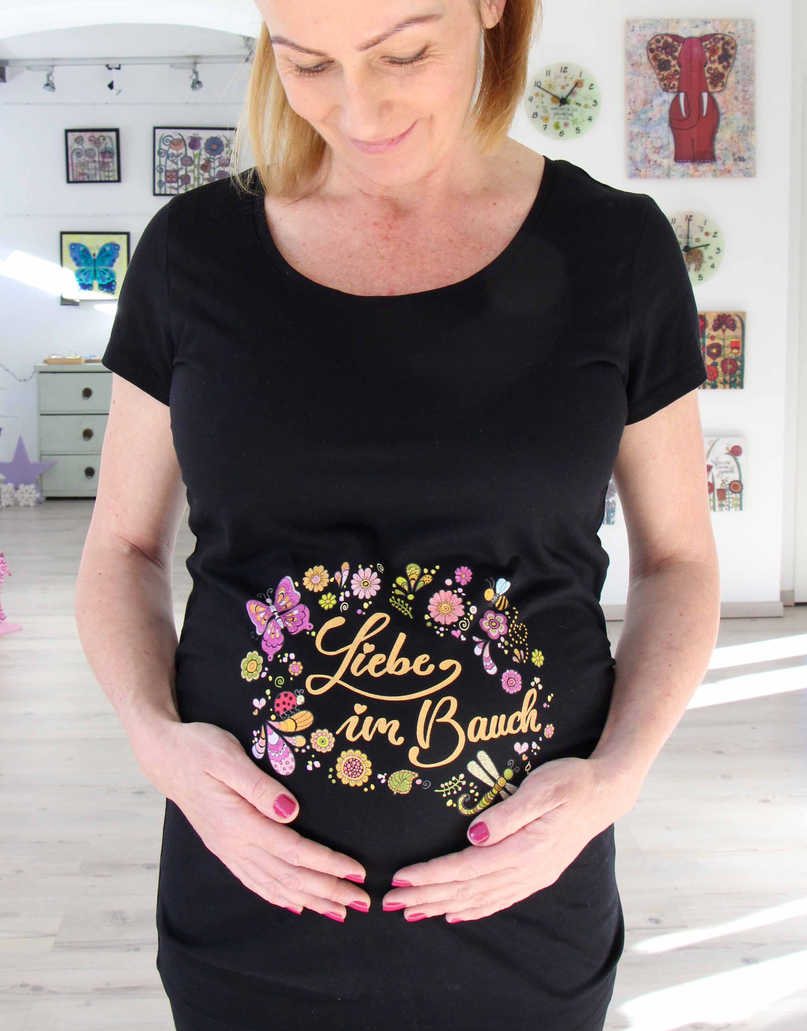 Schwangerschafts T-Shirt schwarz "Liebe im Bauch"