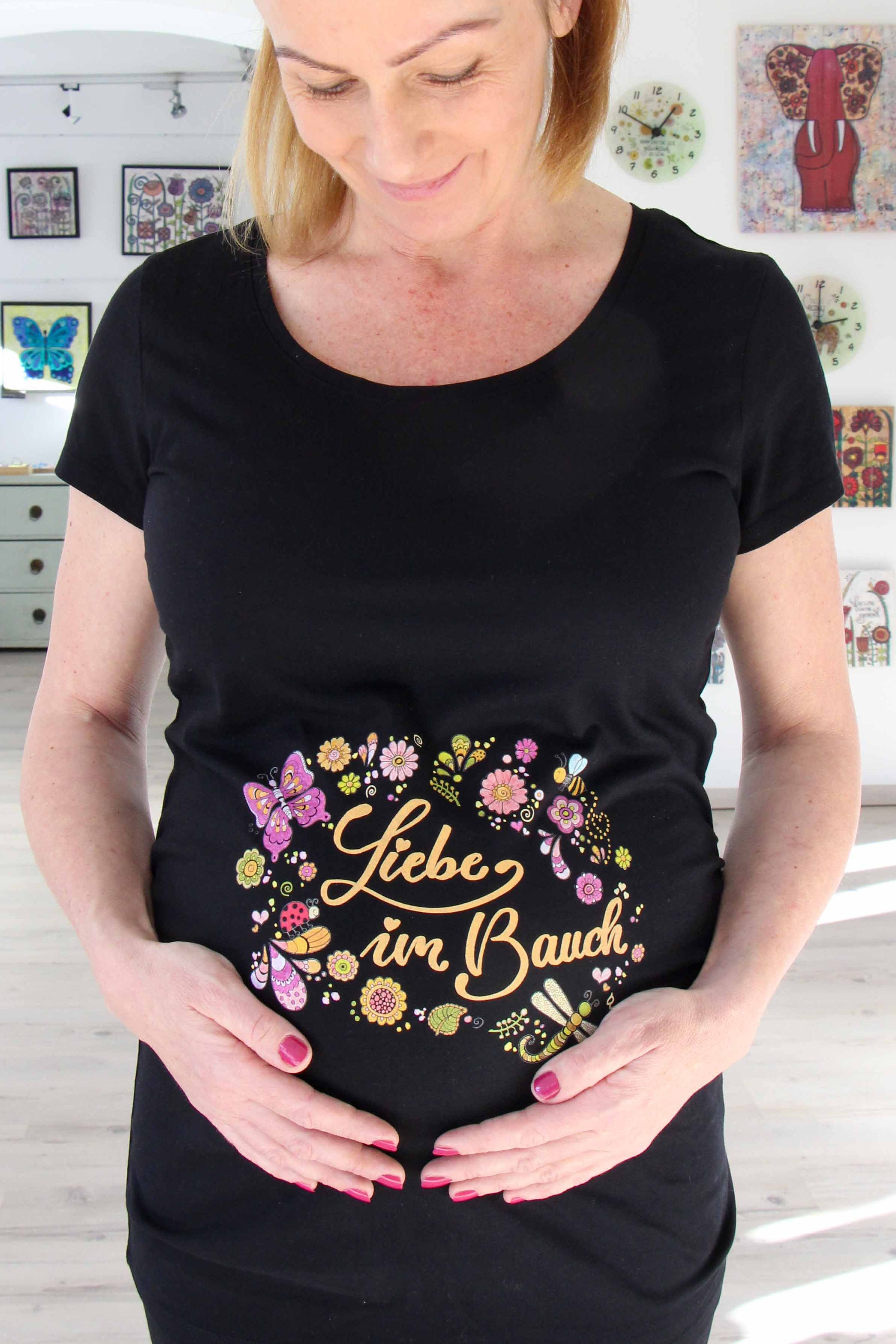 Schwangerschafts T-Shirt schwarz "Liebe im Bauch"