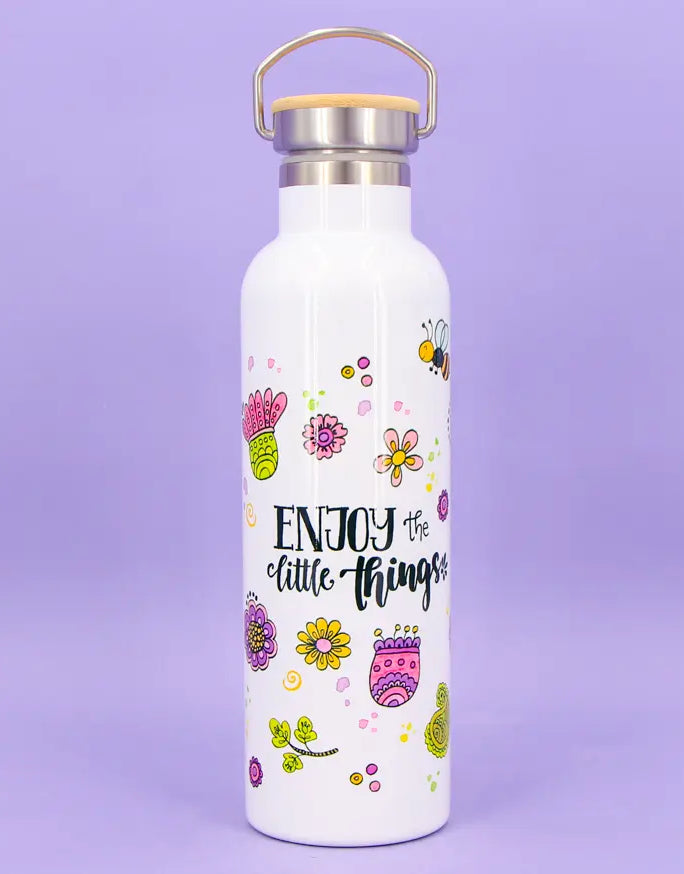 Thermosflasche Bambusdeckel "Enjoy the little things"