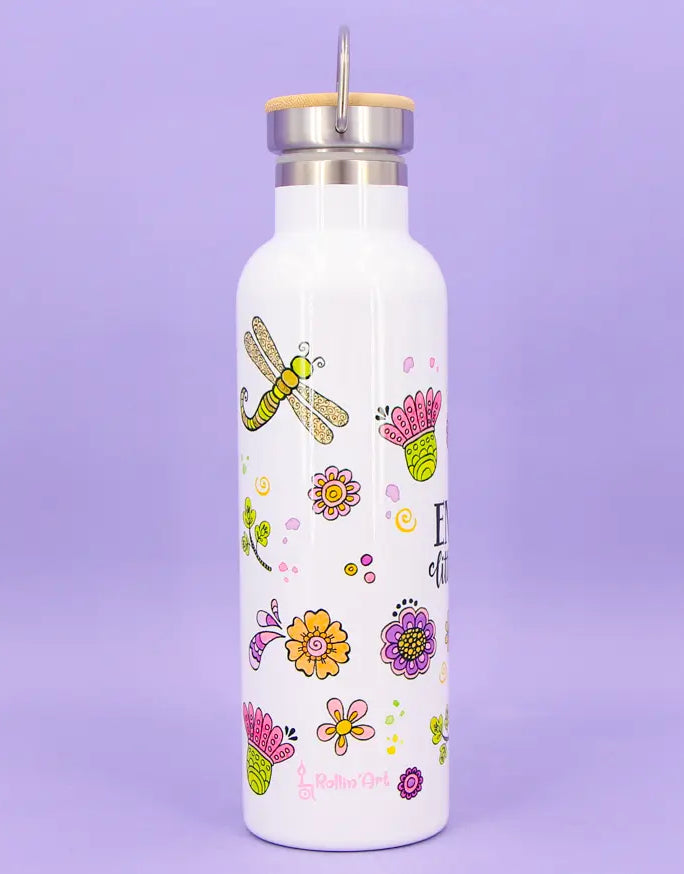 Thermosflasche Bambusdeckel "Enjoy the little things"