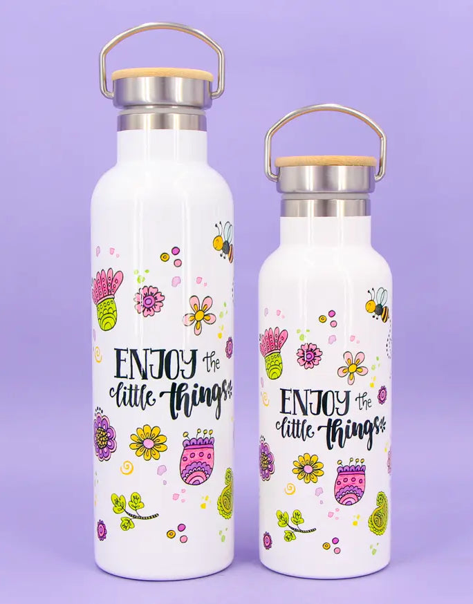 Thermosflasche Bambusdeckel "Enjoy the little things"