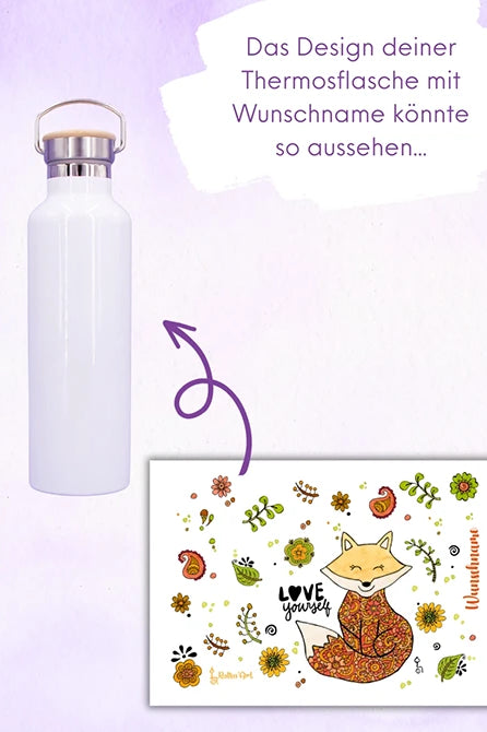 Thermosflasche Bambusdeckel "Fuchs"