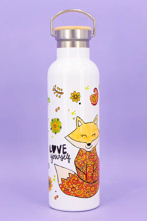 Thermosflasche Bambusdeckel "Fuchs"
