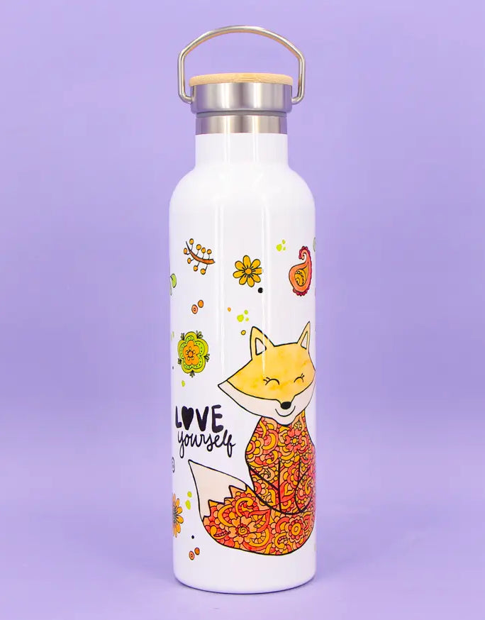 Thermosflasche Bambusdeckel "Fuchs"