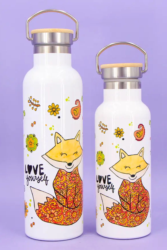 Thermosflasche Bambusdeckel "Fuchs"