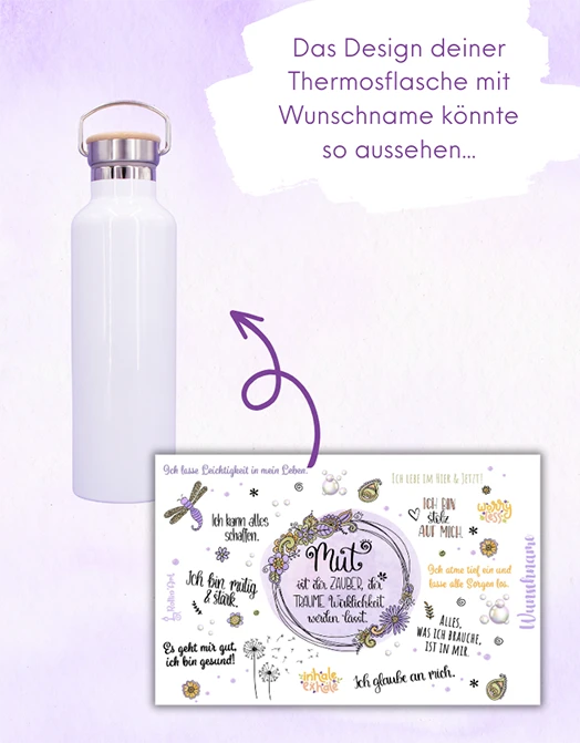 Thermosflasche Bambusdeckel "Mut"