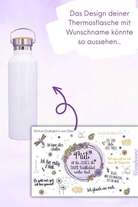 Thermosflasche Bambusdeckel "Mut"