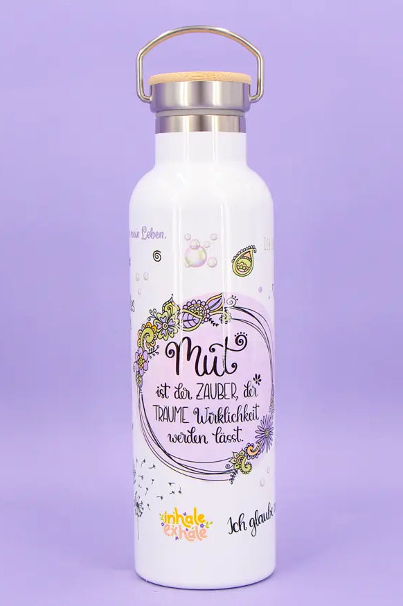 Thermosflasche Bambusdeckel "Mut"